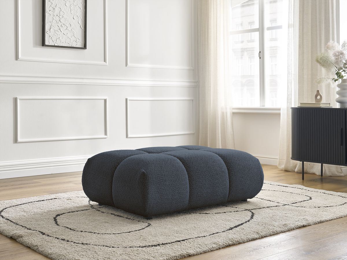 Bobochic Alya Pouf Bouclé-Stoff Dunkelblau