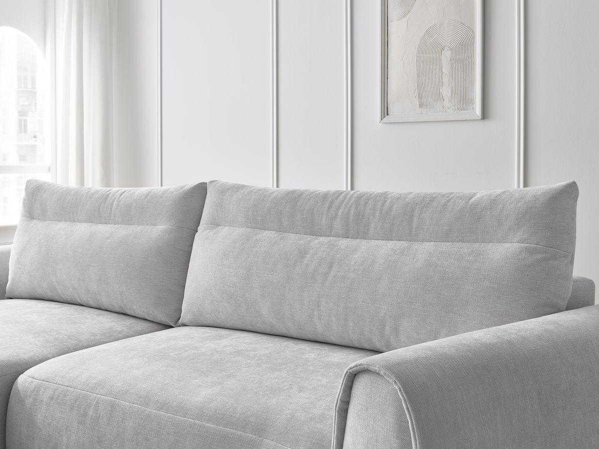 Bobochic Aden Ecksofa 293 × 152 cm Stoff Hellgrau Ecke links