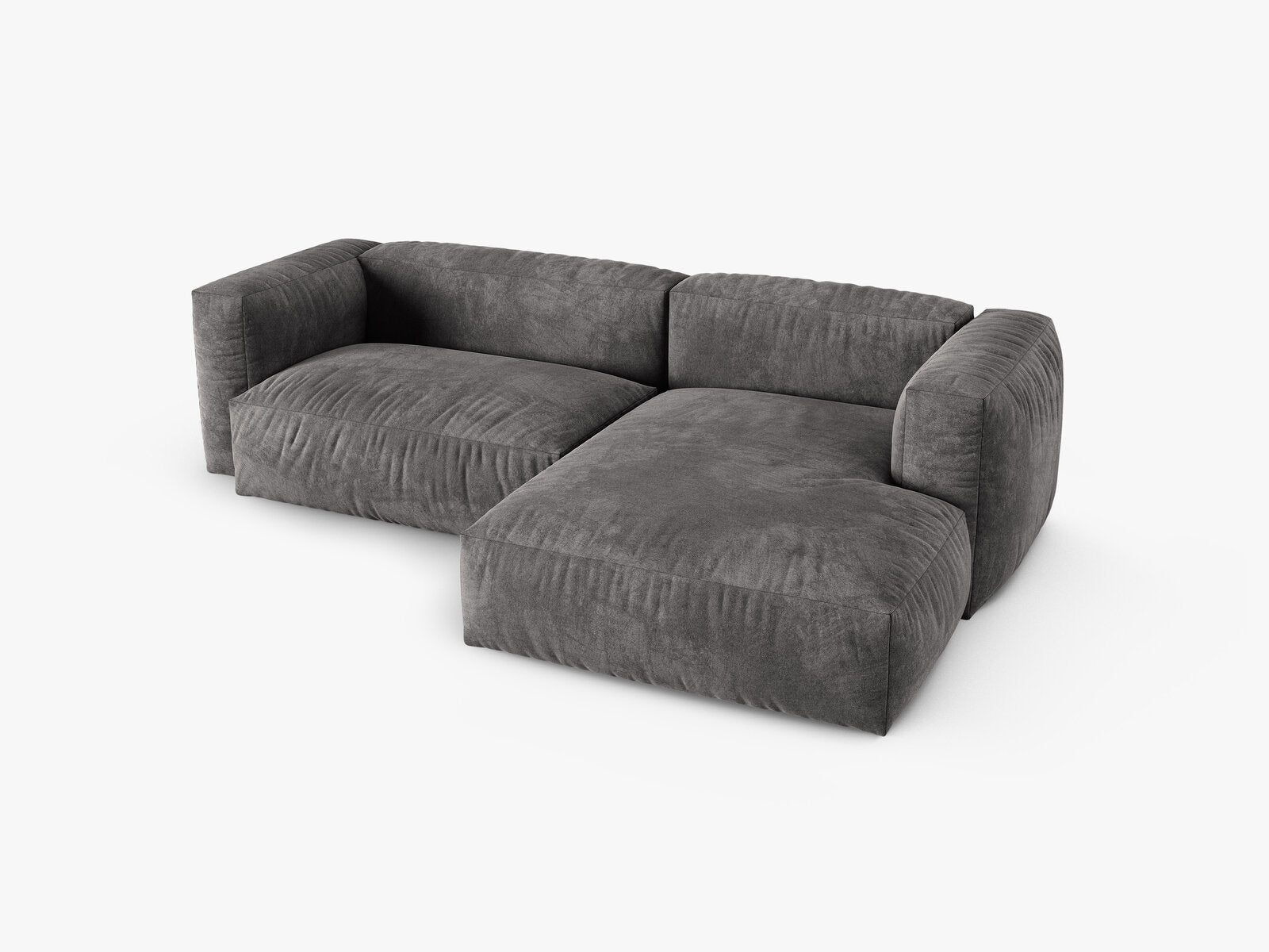 Micadoni Ecksofa Martina 2-Sitzer 90cm Sitztiefe Rechts Samt Vogue Grau