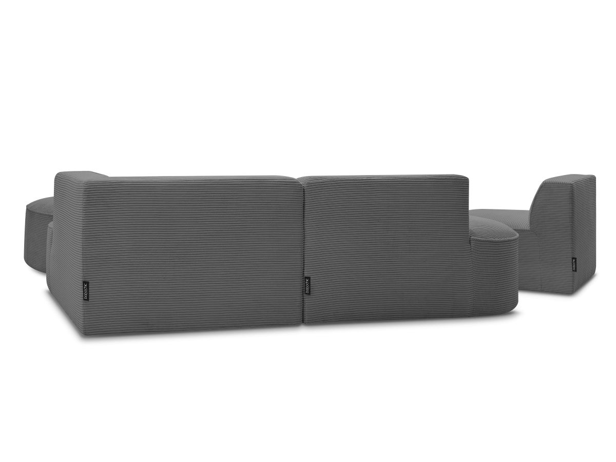 Bobochic Rousseau Ecksofa mit Sofamodul und Pouf Cordsamt Dunkelgrau Ecke rechts