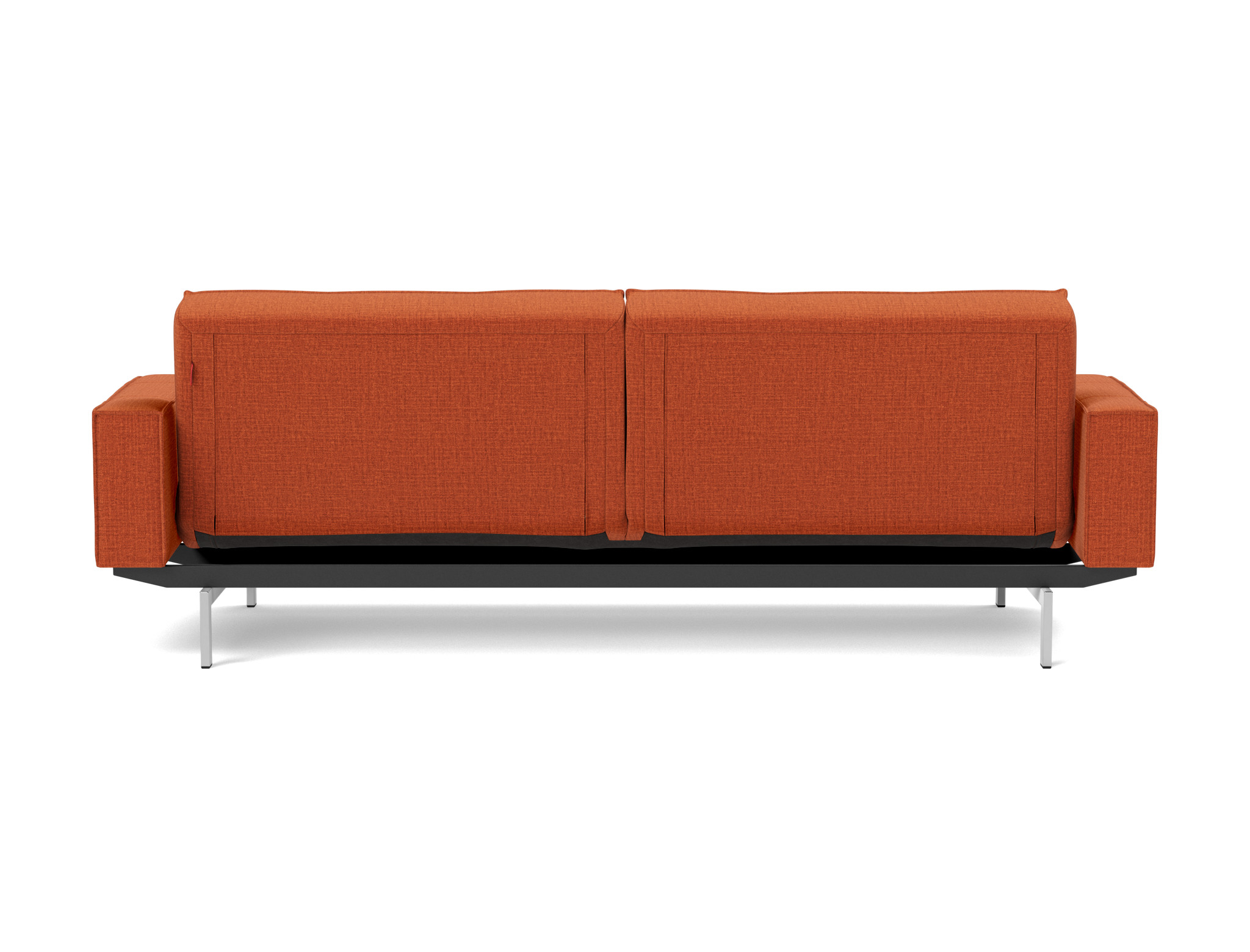 Schlafsofa Splitback mit Armlehnen Chenille Esina 412-Rust-Orange Beine Chrom