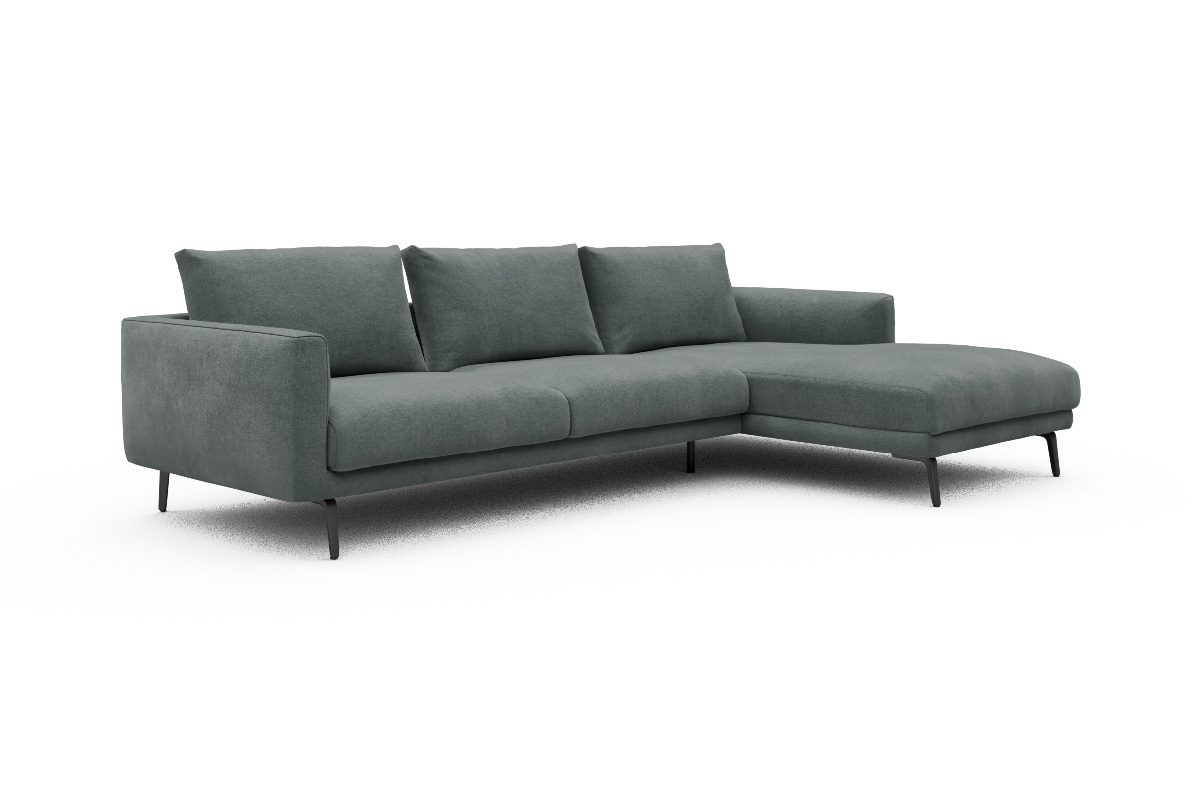 Ecksofa Karl Chaiselongue rechts mit 2,5-Sitzer Smooth-Silver-Grey