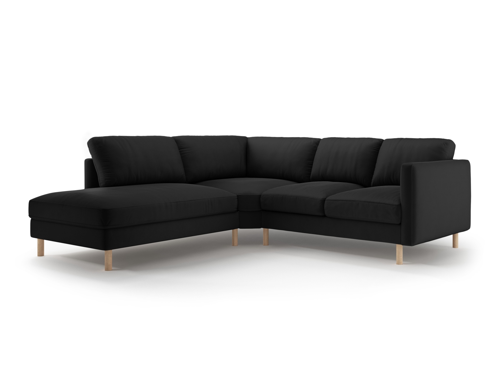 Micadoni Symmetrisches Ecksofa Eden 4-Sitzer Links Samt Schwarz