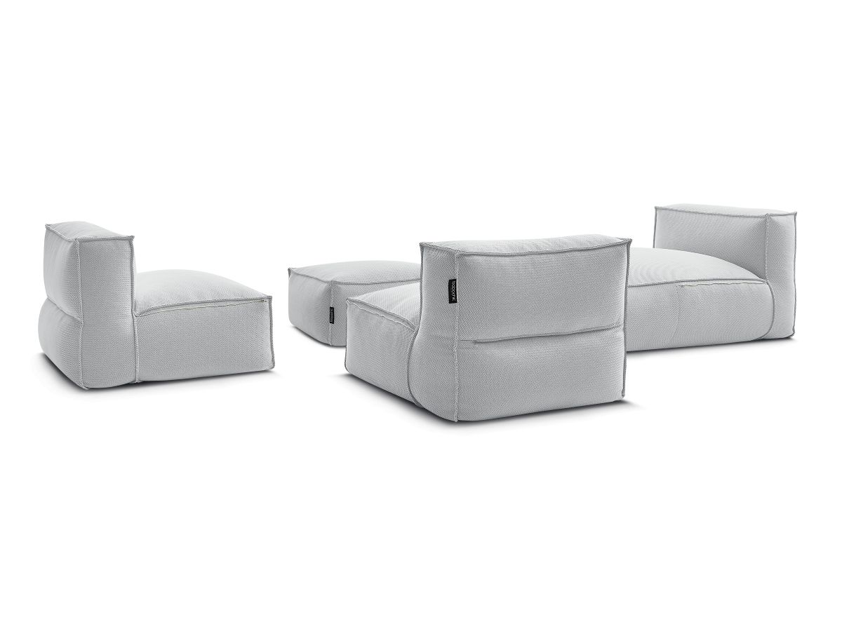 Bobochic Biarritz Gartensofa 4-Sitzer mit Pouf 252 × 168 cm Melange-Stoff Grau