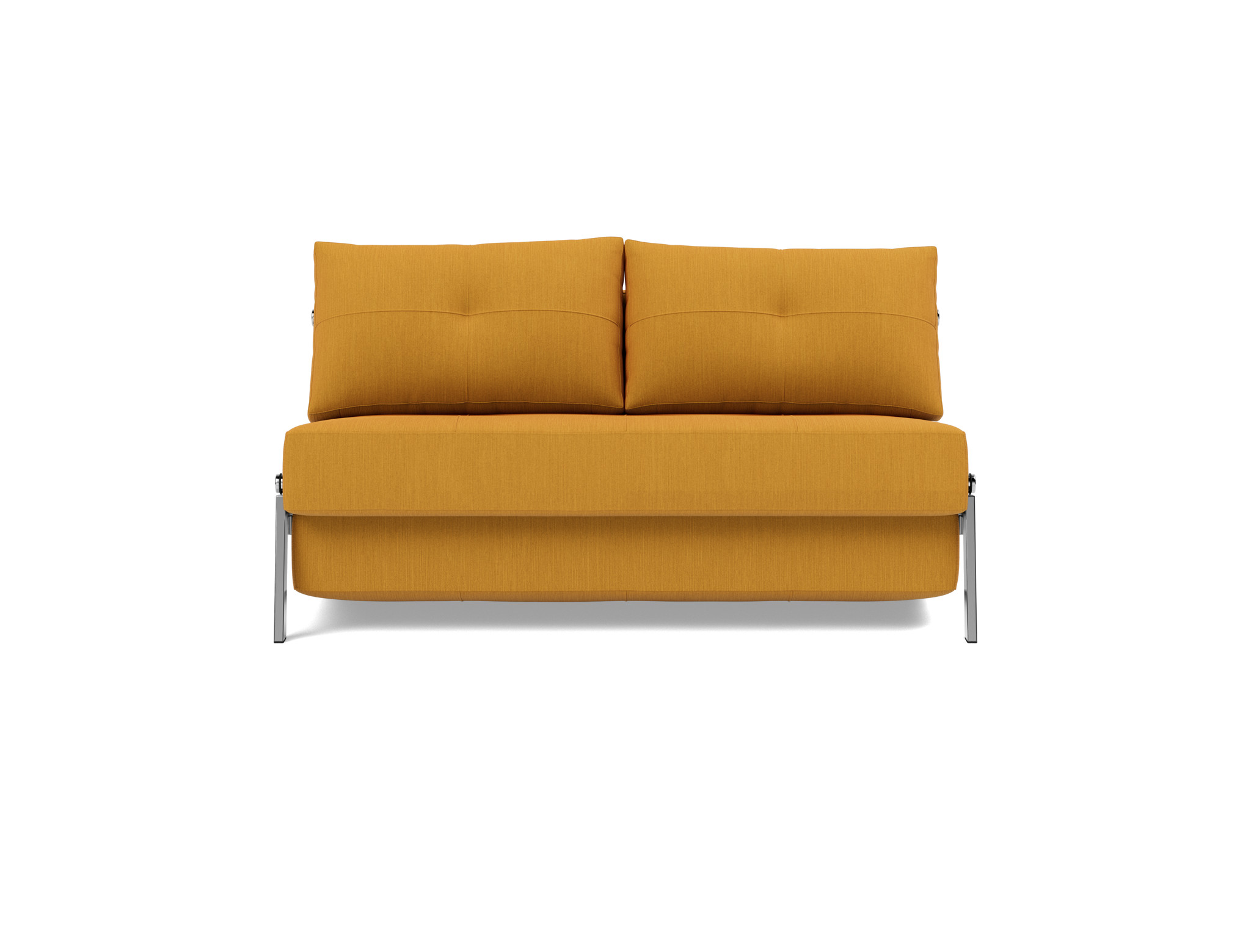 Schlafsofa Cubed 140 Flachgewebe Elegance 507-Burned-Curry Beine Chrom