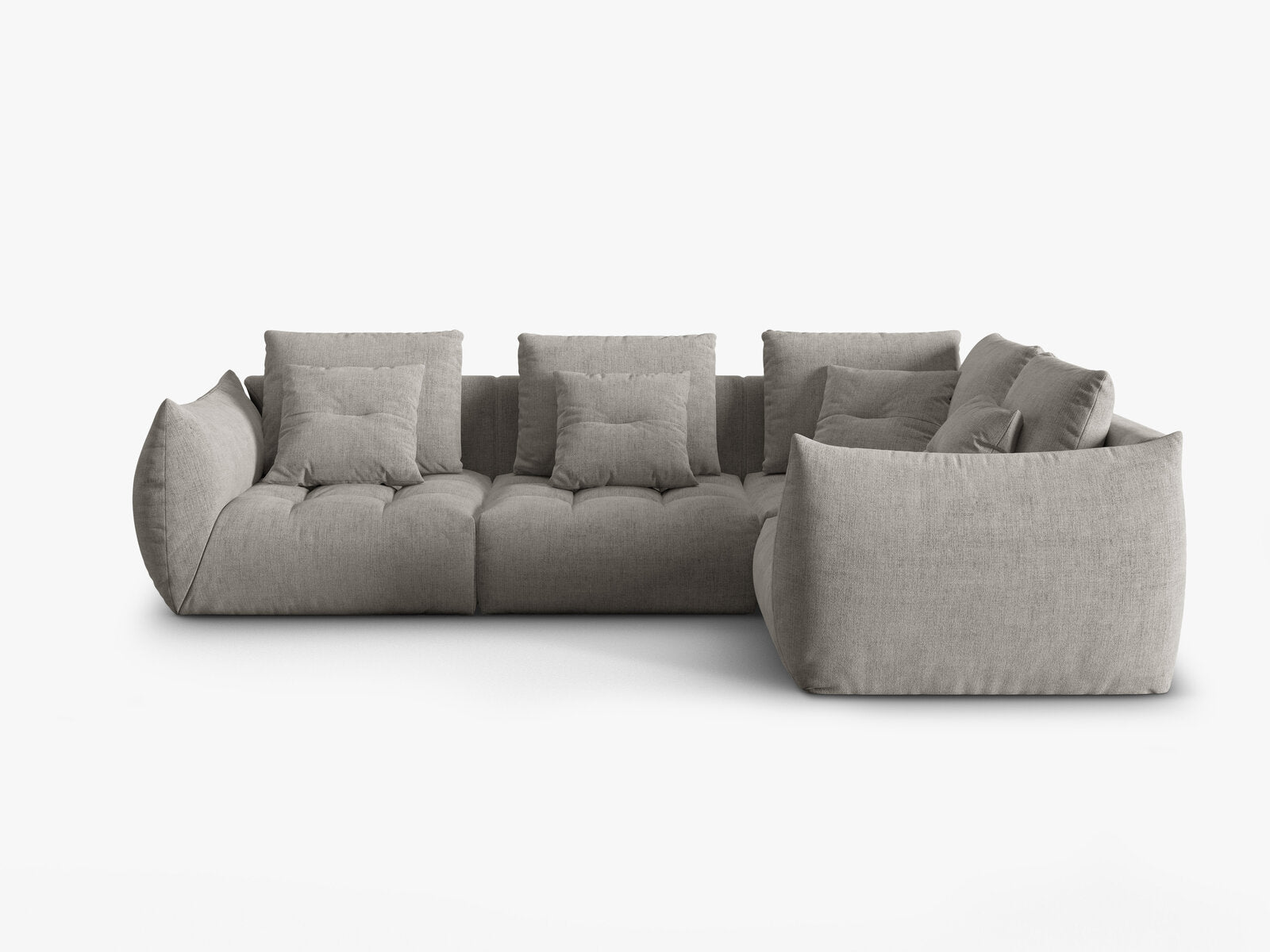 Micadoni Ecksofa Bloom 4-Sitzer Strukturierter Stoff Wind Hellgrau Rechts