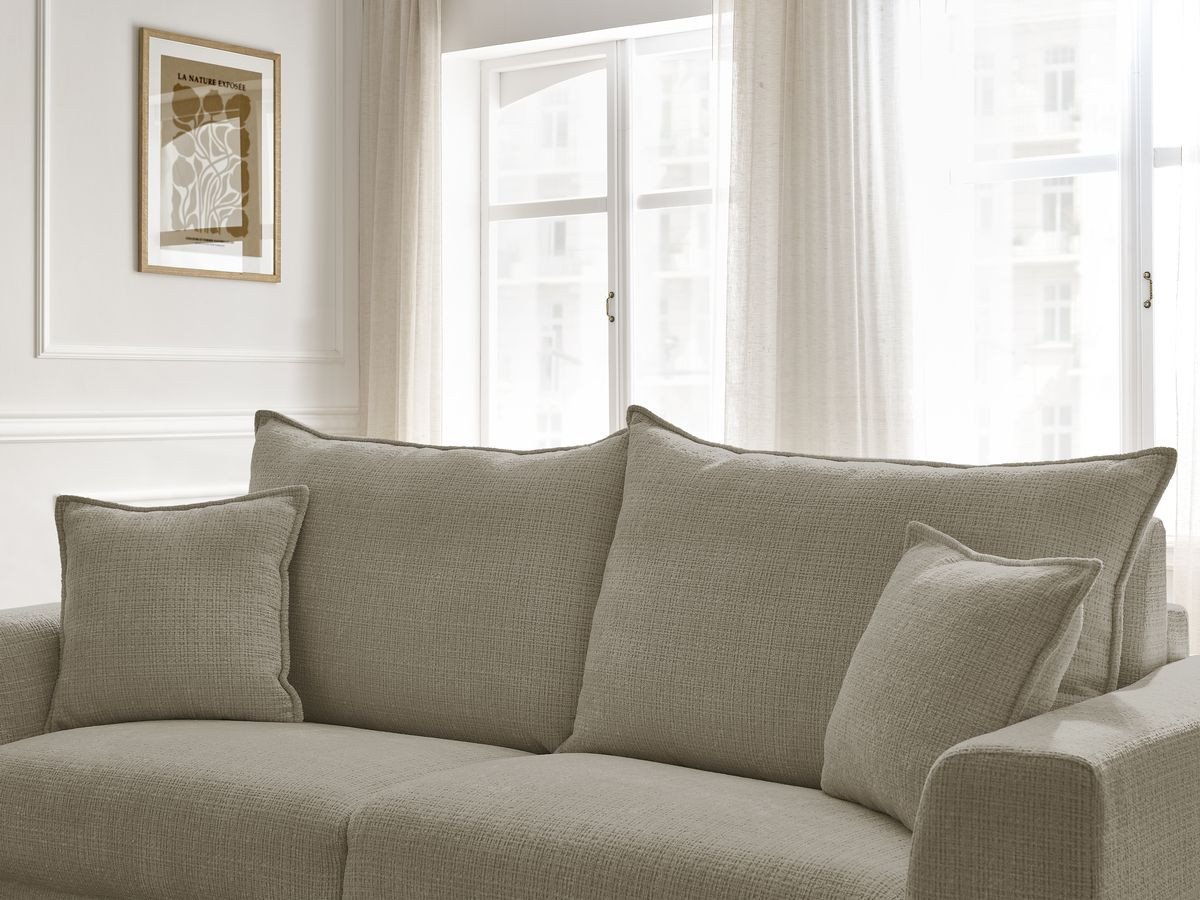 Bobochic Augustin Schlafsofa 3-Sitzer Strukturstoff Taupe, Liegefläche 160 × 200 cm