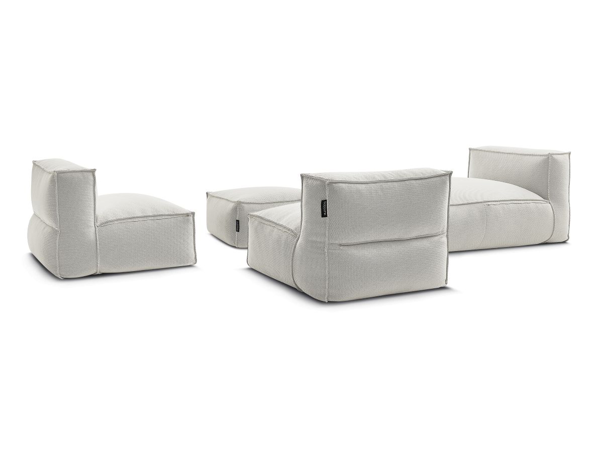 Bobochic Biarritz Gartensofa 4-Sitzer mit Pouf 252 × 168 cm Melange-Stoff Beige