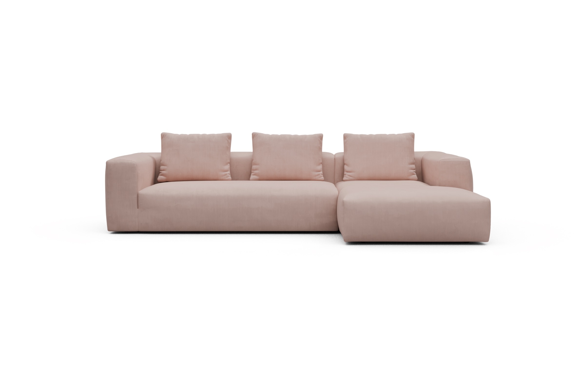 Skandi Home Ecksofa Fred Chaiselongue rechts mit 2,5-Sitzer Cordufine-Blush moebelfaktor