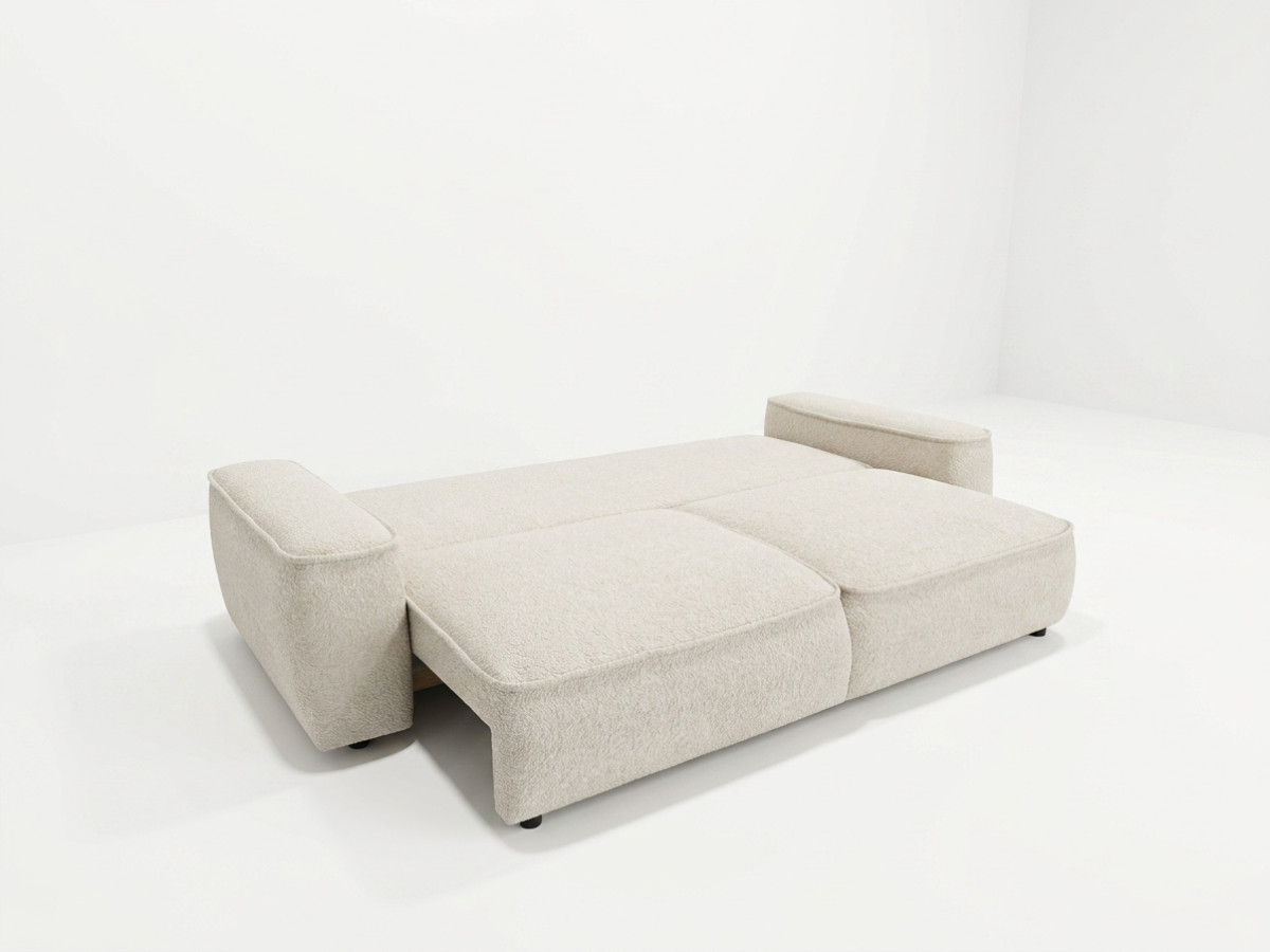 Bobochic Honore Schlafsofa 3-Sitzer mit Bettkasten Chenille Weiß
