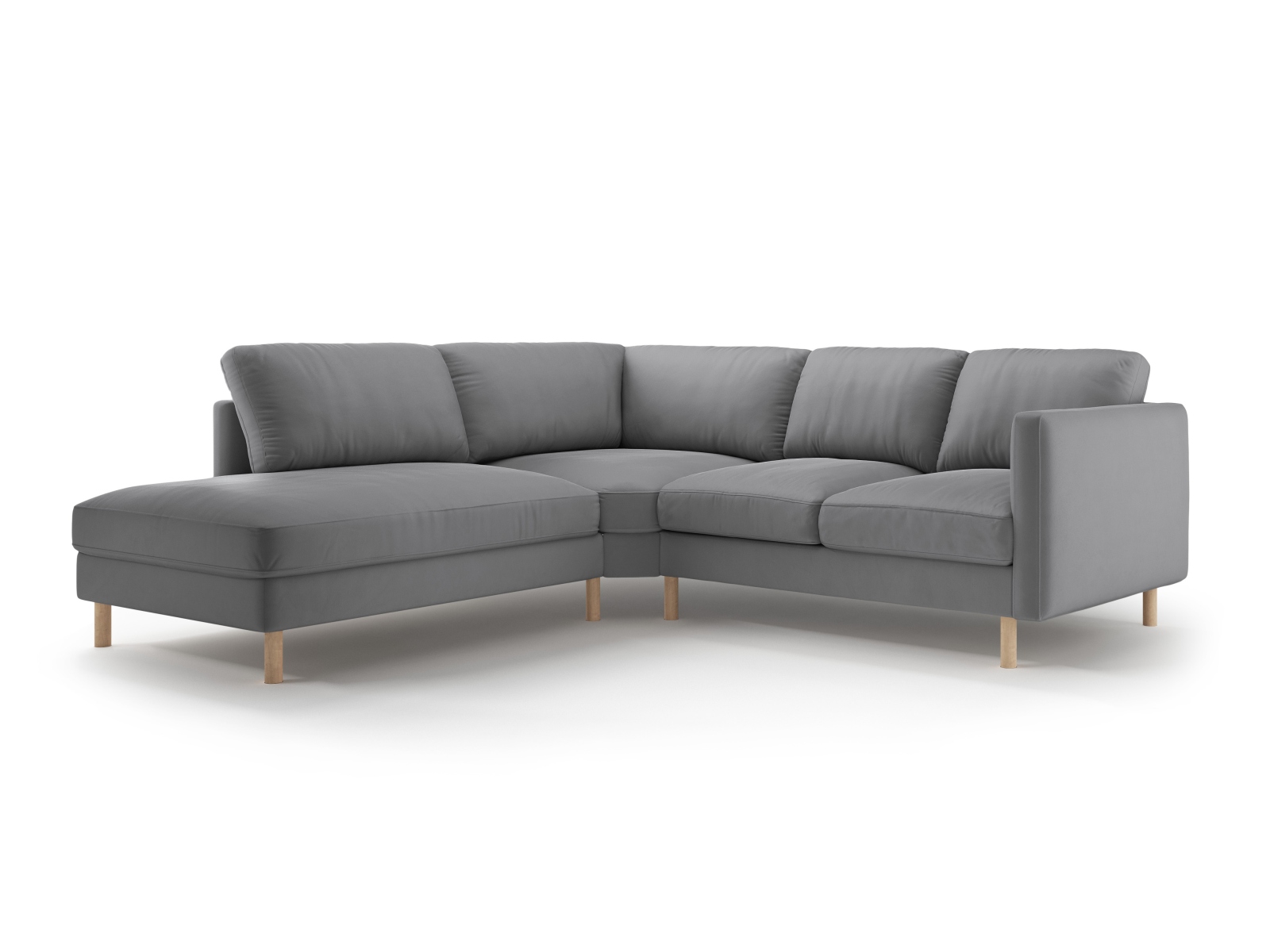 Micadoni Symmetrisches Ecksofa Eden 4-Sitzer Links Samt Grau