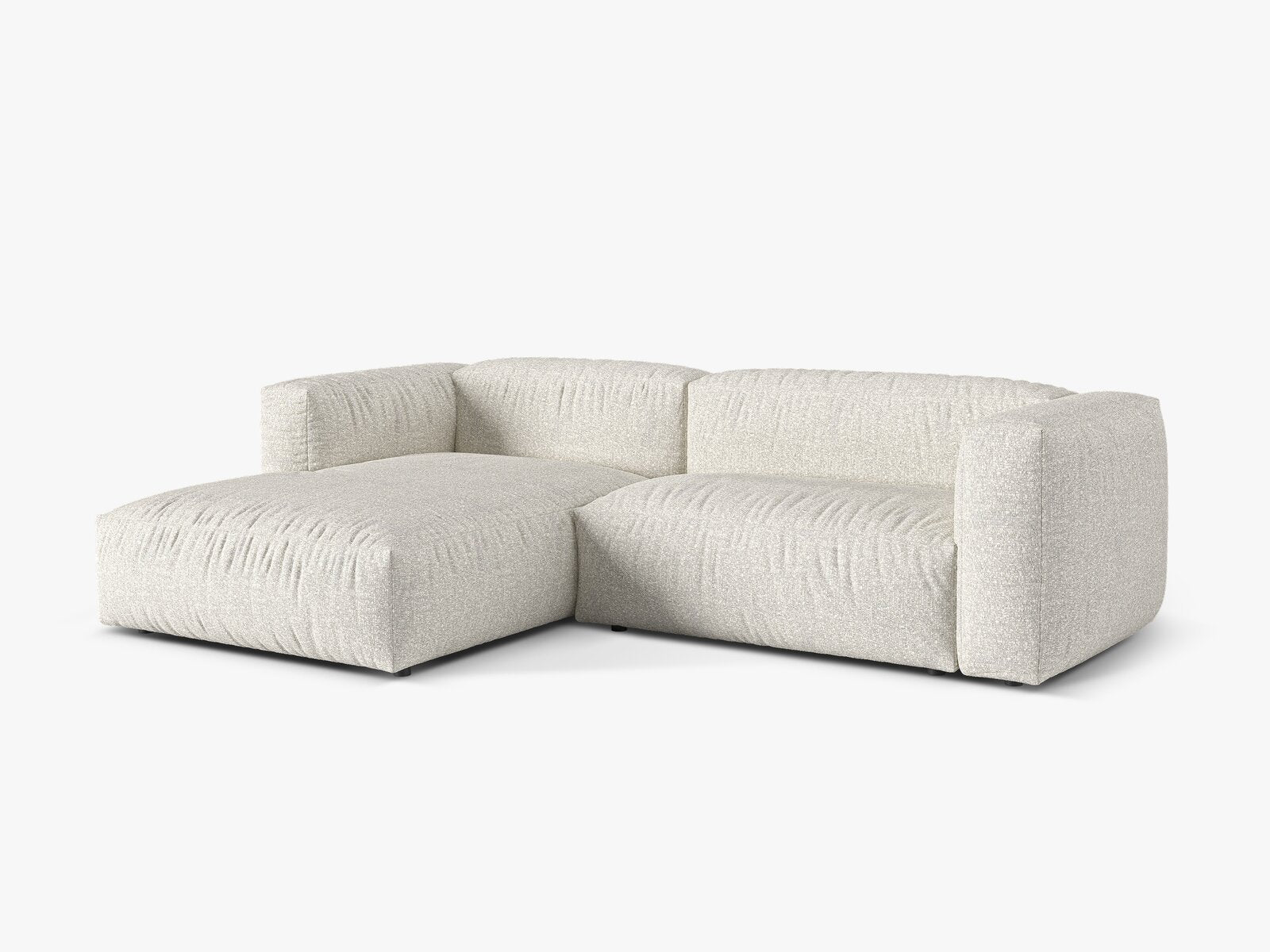 Micadoni Ecksofa Martina 2-Sitzer Links Boucle Monet Grau Beige Melange