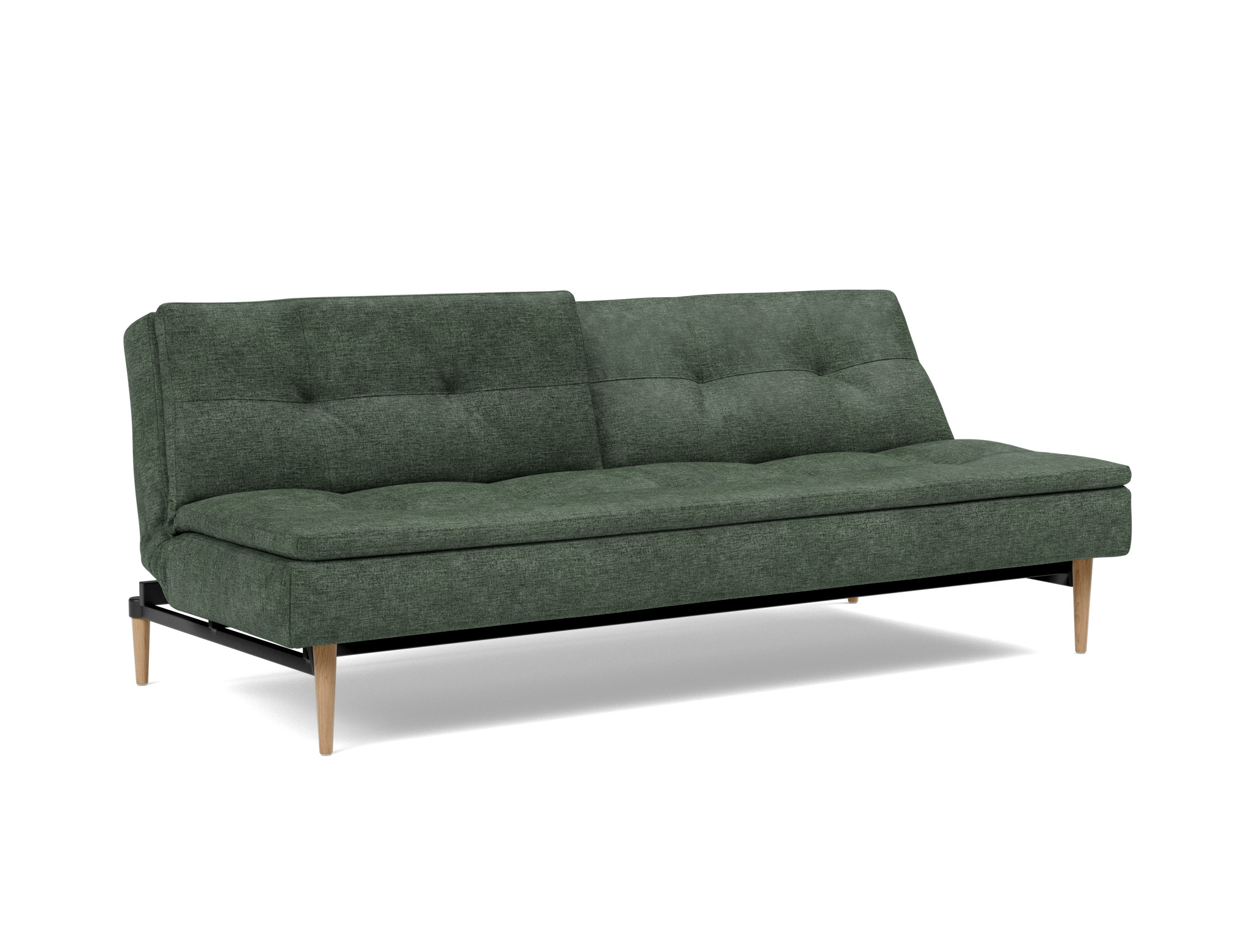 Schlafsofa Dublexo Flachgewebe Avella 281-Pine-Green Beine Styletto Eiche hell