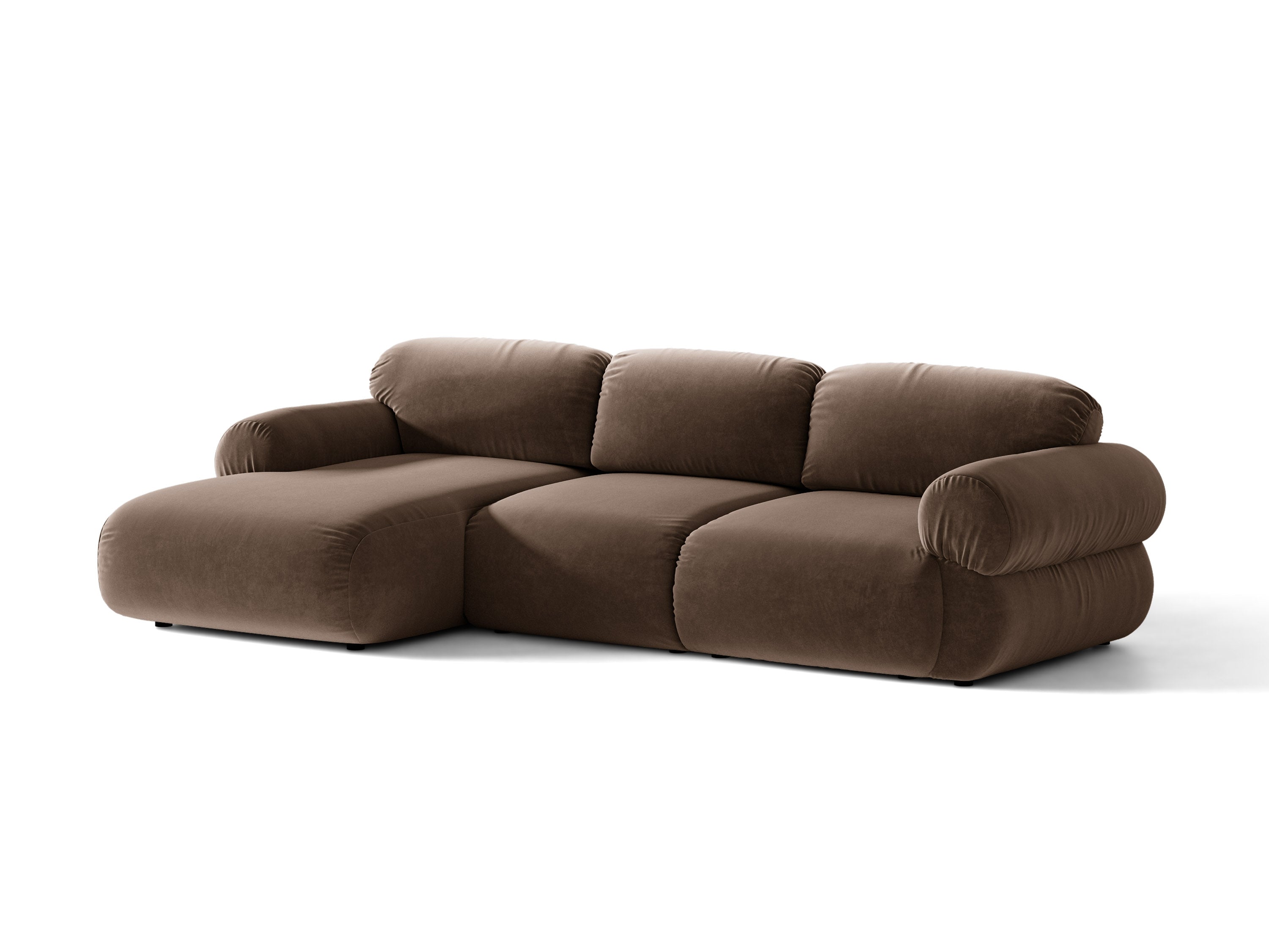 Micadoni Ophelia Ecksofa 6-Sitzer Links Samt Salvador Schokolade