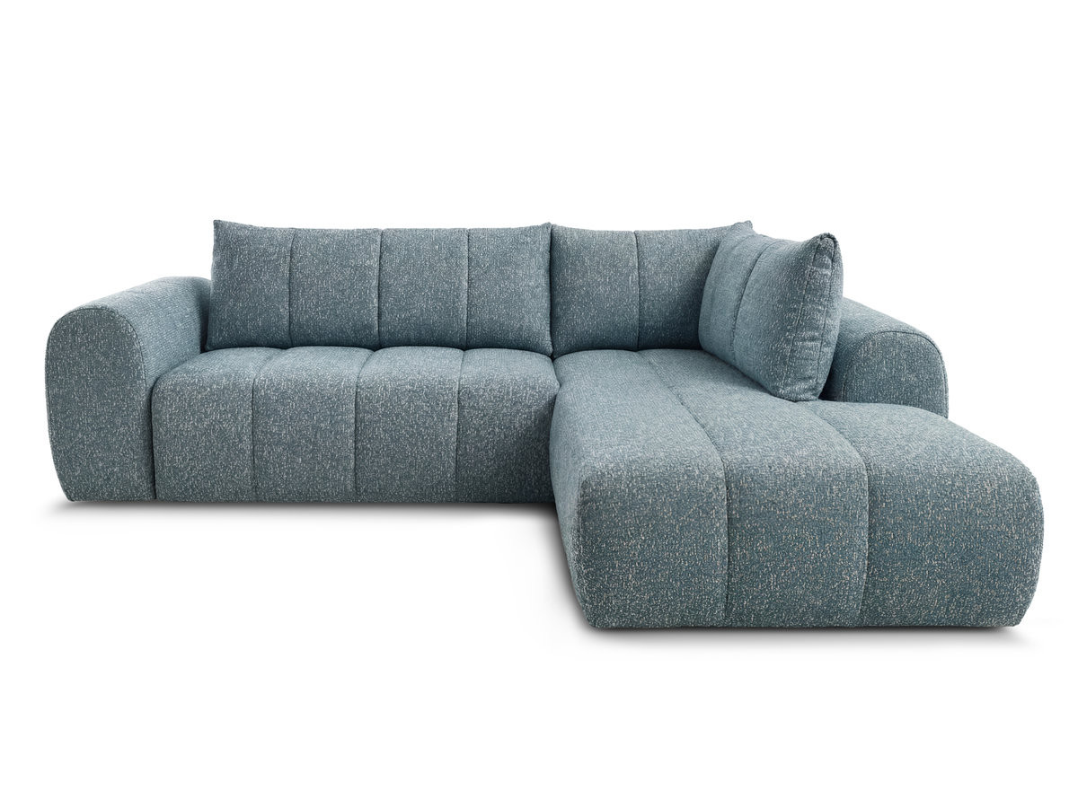 Bobochic Nesty Ecksofa in L-Form, 256 cm Melange-Stoff Blau Ecke rechts
