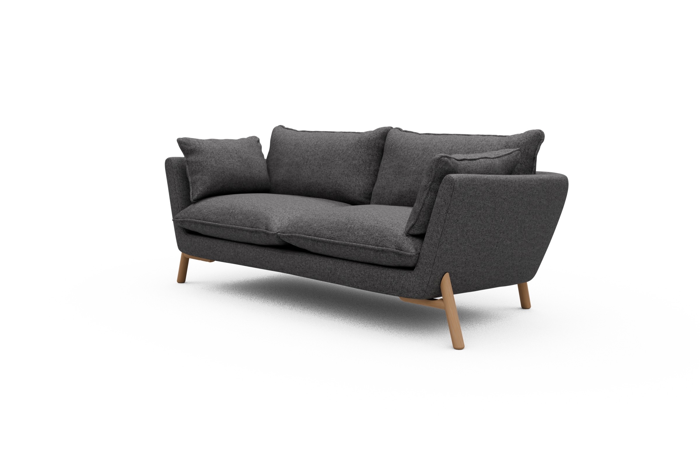 Sofa Emil PREMIUM 2-Sitzer Beinfarbe Eiche Natur Sama-Antracite