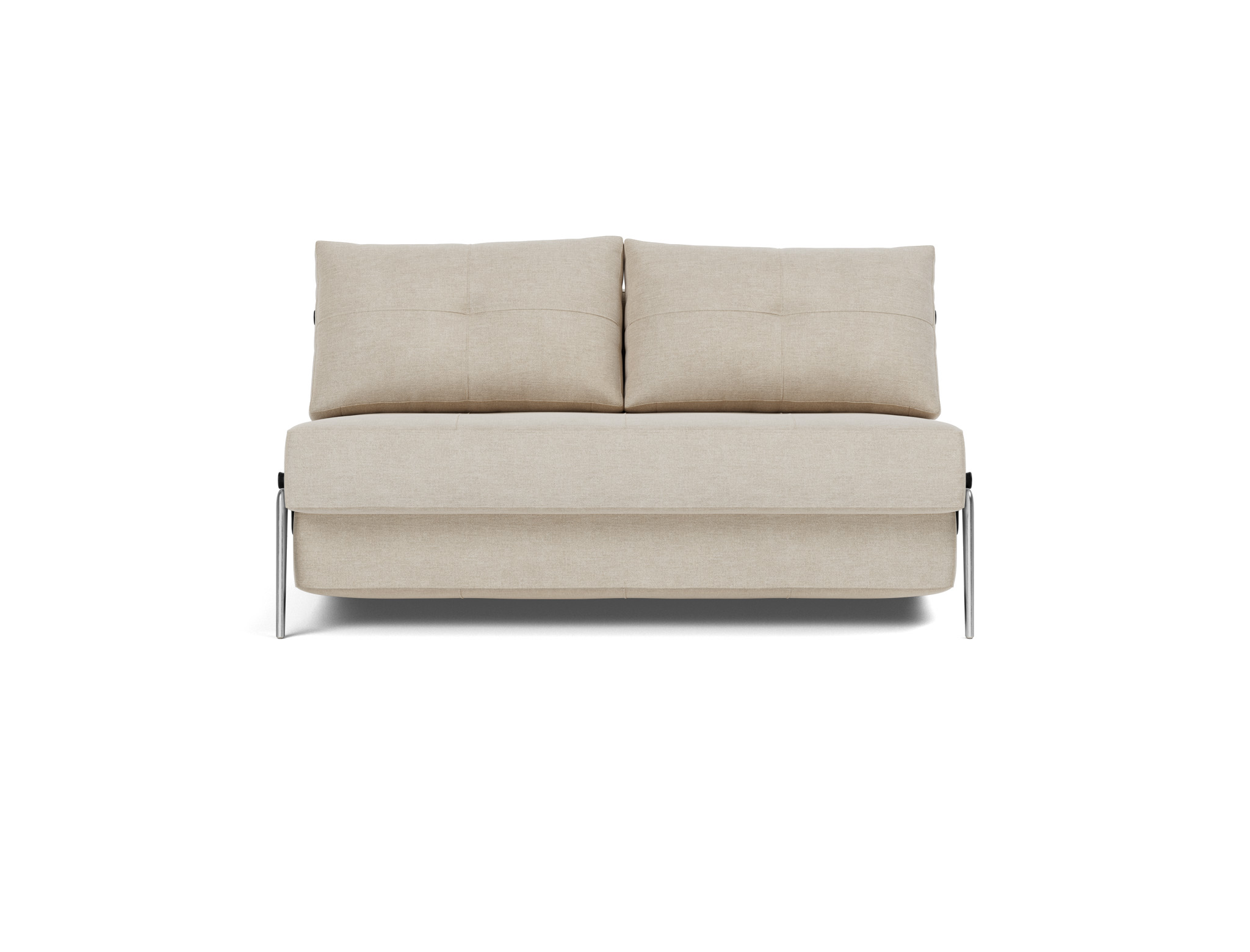 Schlafsofa Cubed 140 Flachgewebe Phobos 586-Latte Beine Aluminium