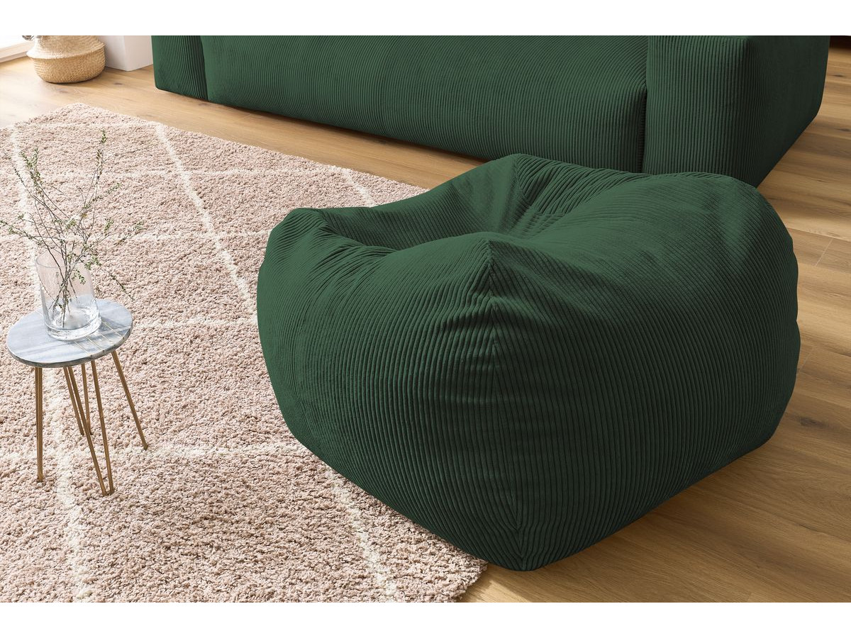 Bobochic Voltaire Sofa 4-Sitzer mit Pouf 280 × 124 cm Cordsamt Grün