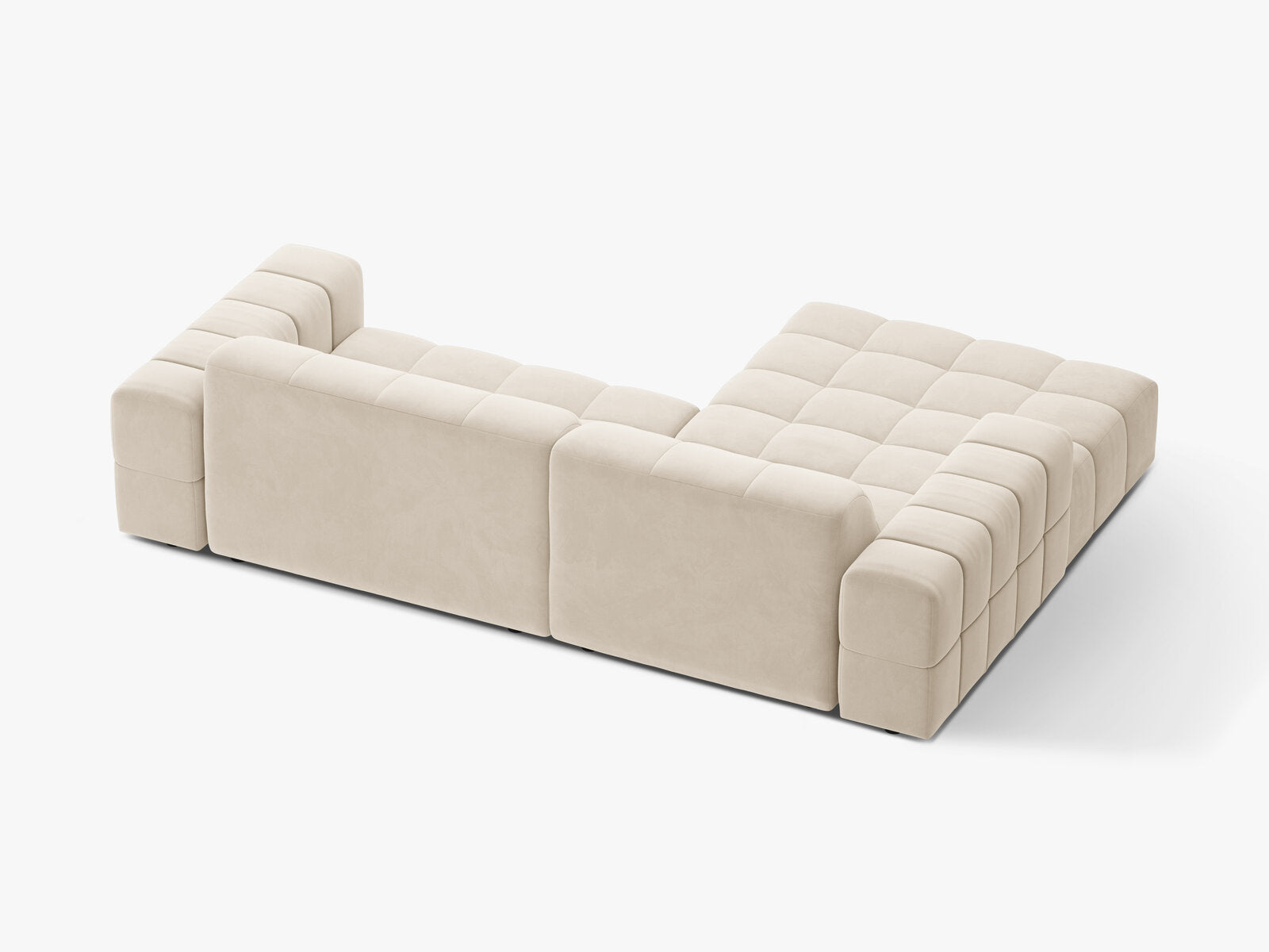 Micadoni Jennifer Ecksofa 4-Sitzer Links Samt Bluvel Helles Beige