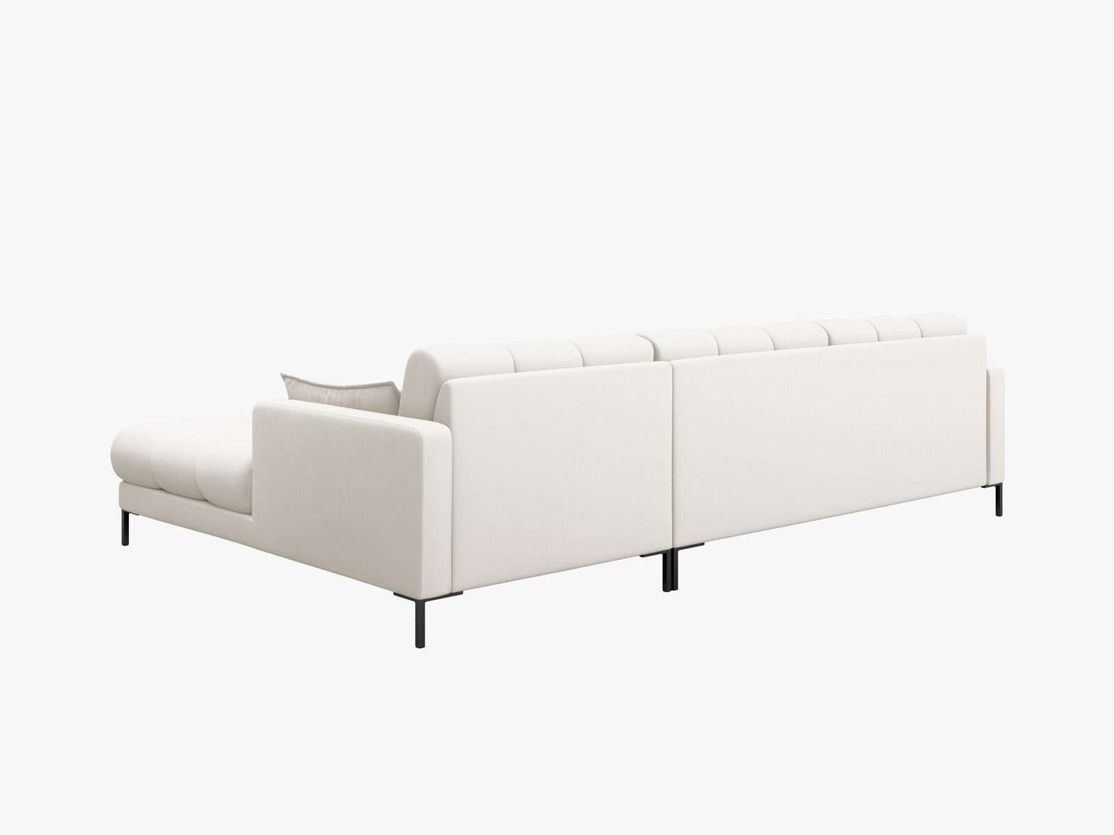 Micadoni Ecksofa Mamaia 5-Sitzer Rechts Strukturierter Stoff Neve Helles Beige schwarze Beine