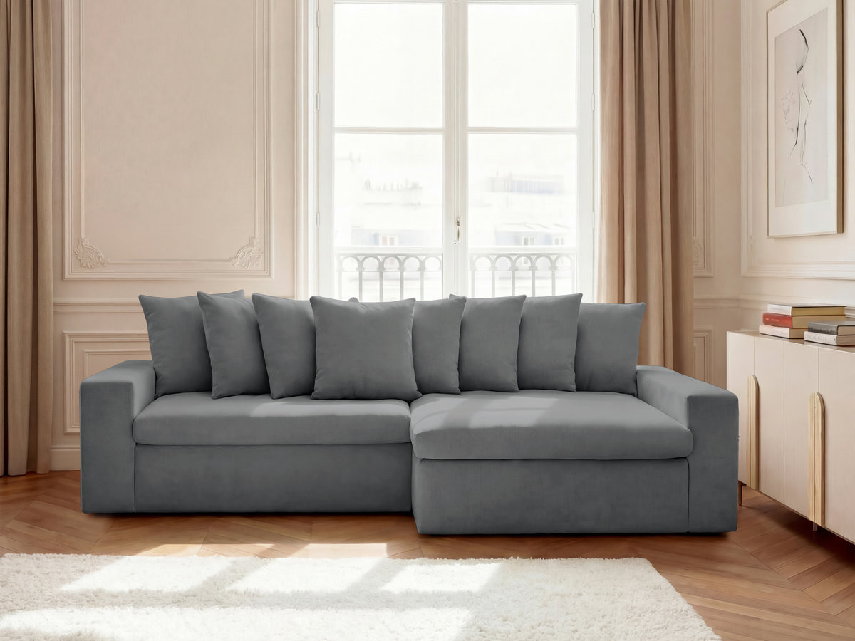 Bobochic Enore Ecksofa 330 × 100 cm Stoff Dunkelgrau Ecke rechts