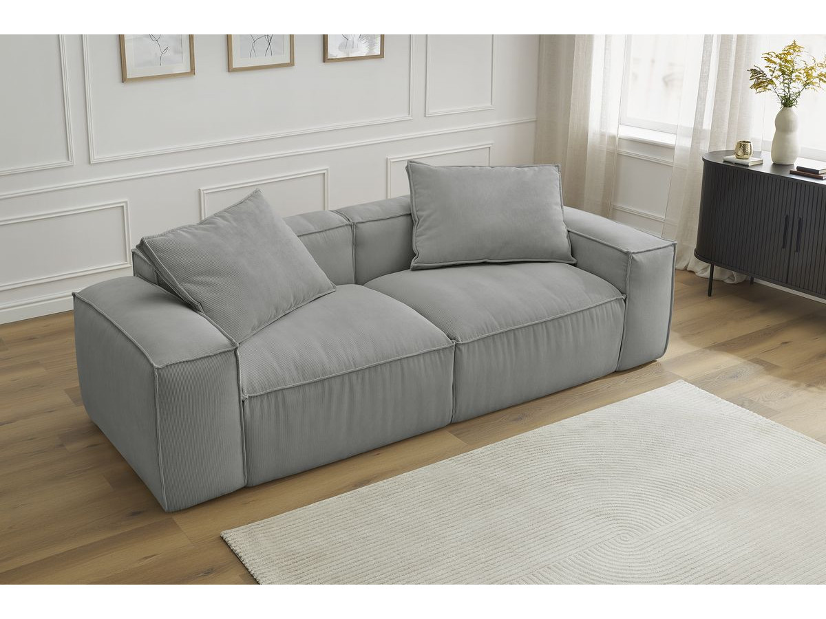 Bobochic Boheme Sofa 3-Sitzer Cordsamt Hellgrau