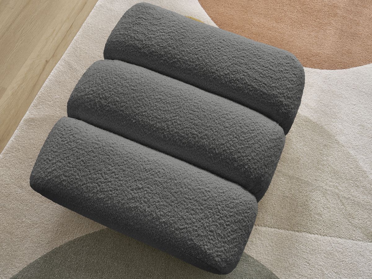 Bobochic Talia Pouf Bouclé-Stoff Dunkelgrau