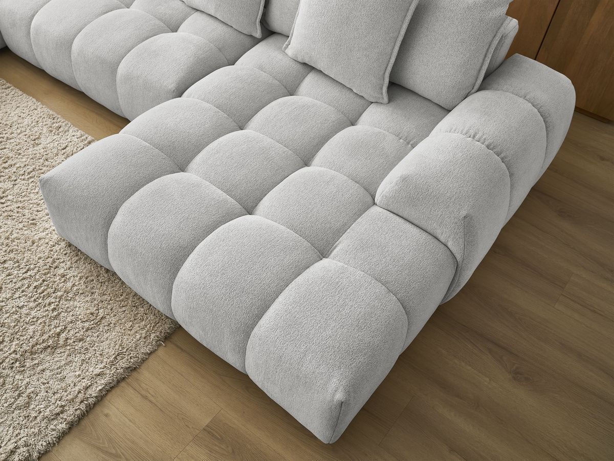 Bobochic Everest Wohnlandschaft, 14 Kissen Melange-Stoff Hellgrau Ecke rechts