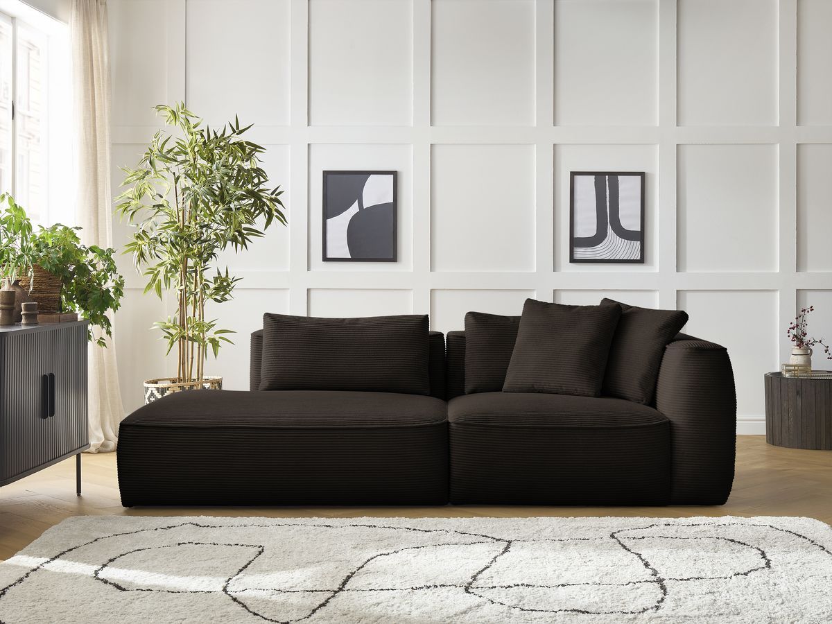 Bobochic Leopold Sofa 3-Sitzer Cordsamt Braun Armlehne rechts
