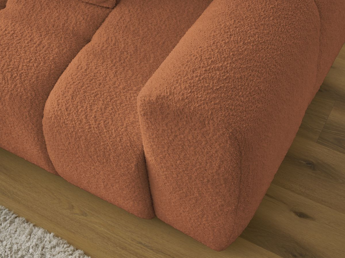 Bobochic Roxelane Ecksofa mit Schlaffunktion und Bettkasten 258 × 150 cm Bouclé-Stoff Orange Ecke links