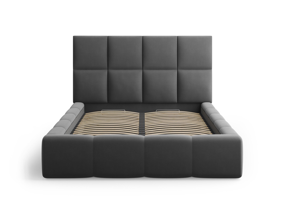Cosmopolitan Design Stauraumbett mit Kopfteil Livigno 140x200 Samt Bluvel Grau