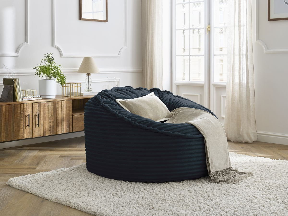 Bobochic Socrate Pouf Breitcord weich Dunkelblau