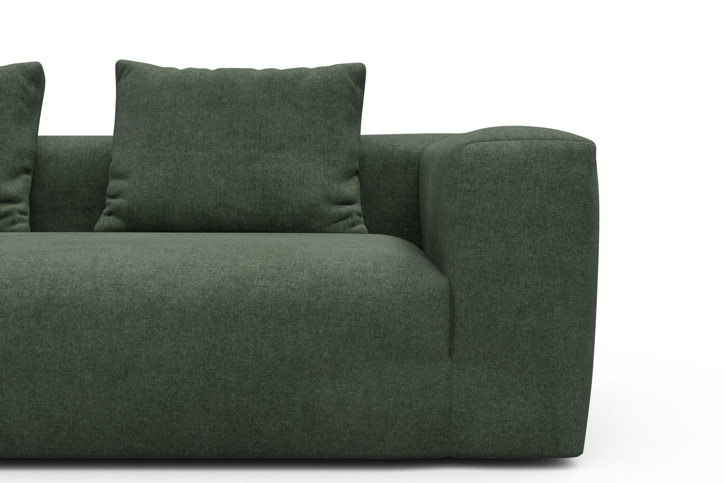 Wohnlandschaft Fred mit 2-Sitzer und Chaiselongue beidseitig Casone-Forest-Green