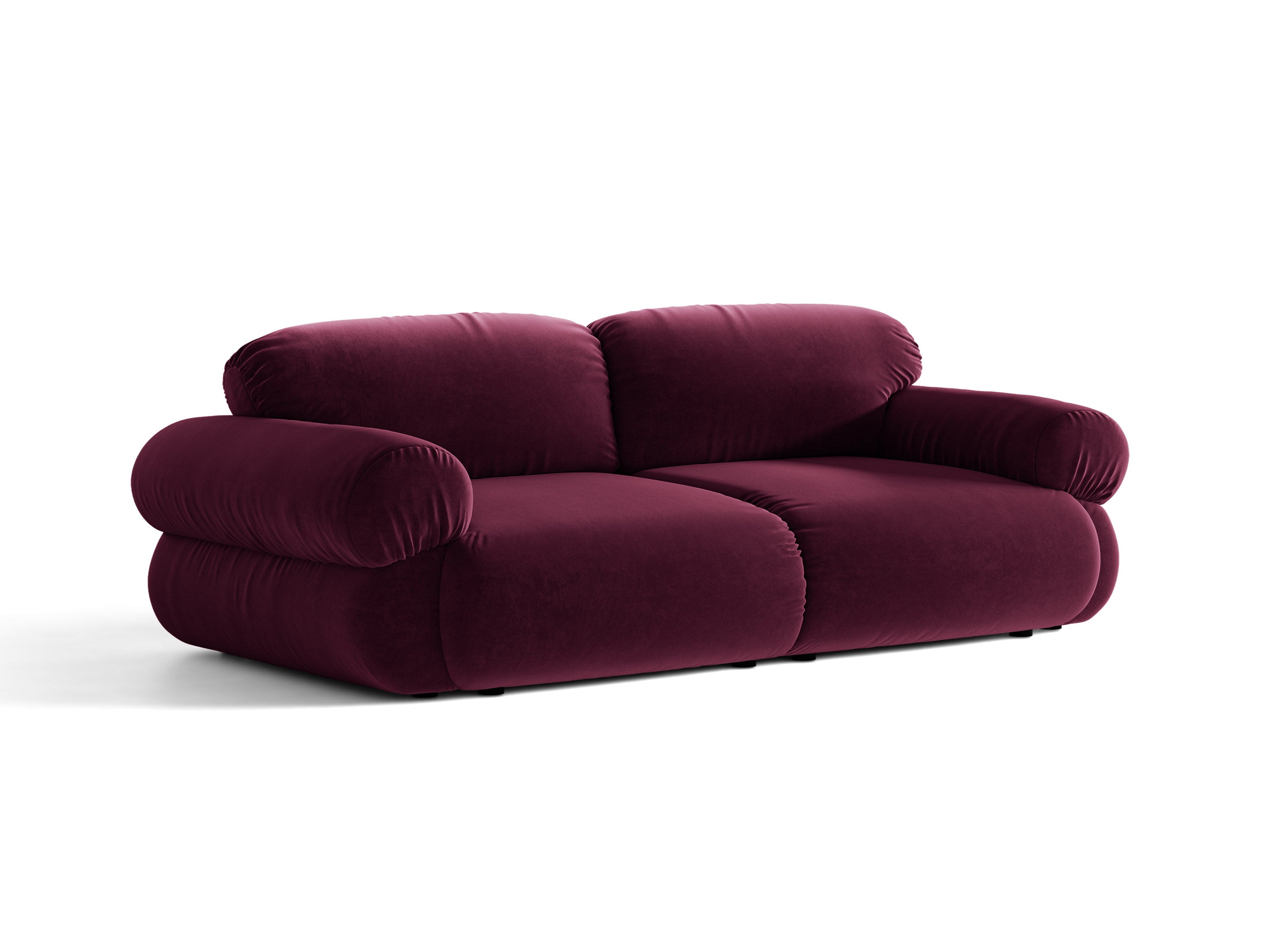 Micadoni Ophelia Sofa 3-Sitzer Samt Venus Burgundfarben