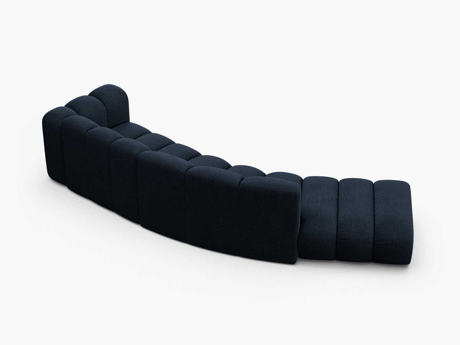 Micadoni Modulares Sofa Lupine 5-Sitzer Links Boucle Baloo Dunkelblau