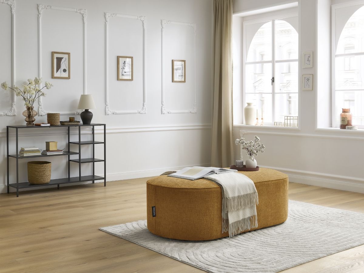 Bobochic Rousseau Pouf Strukturstoff Gelb
