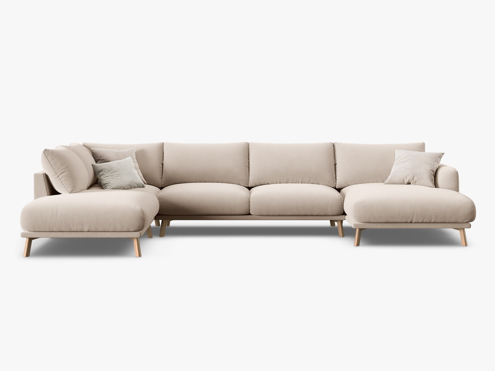 Micadoni Panorama Ecksofa Naomi 6-Sitzer Links Samt Salvador Beige