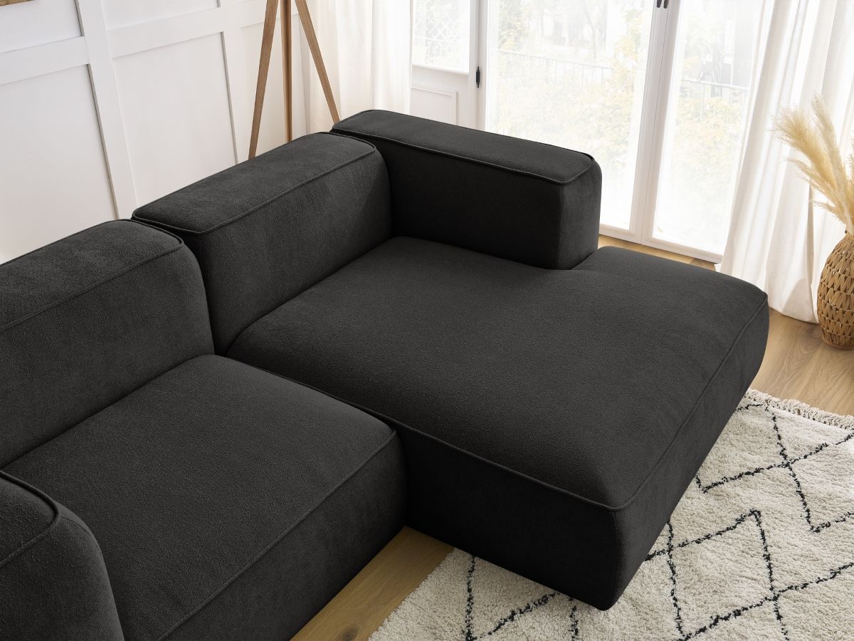 Bobochic Zephyr Ecksofa 260 × 165 cm Strukturstoff Schwarz Ecke rechts