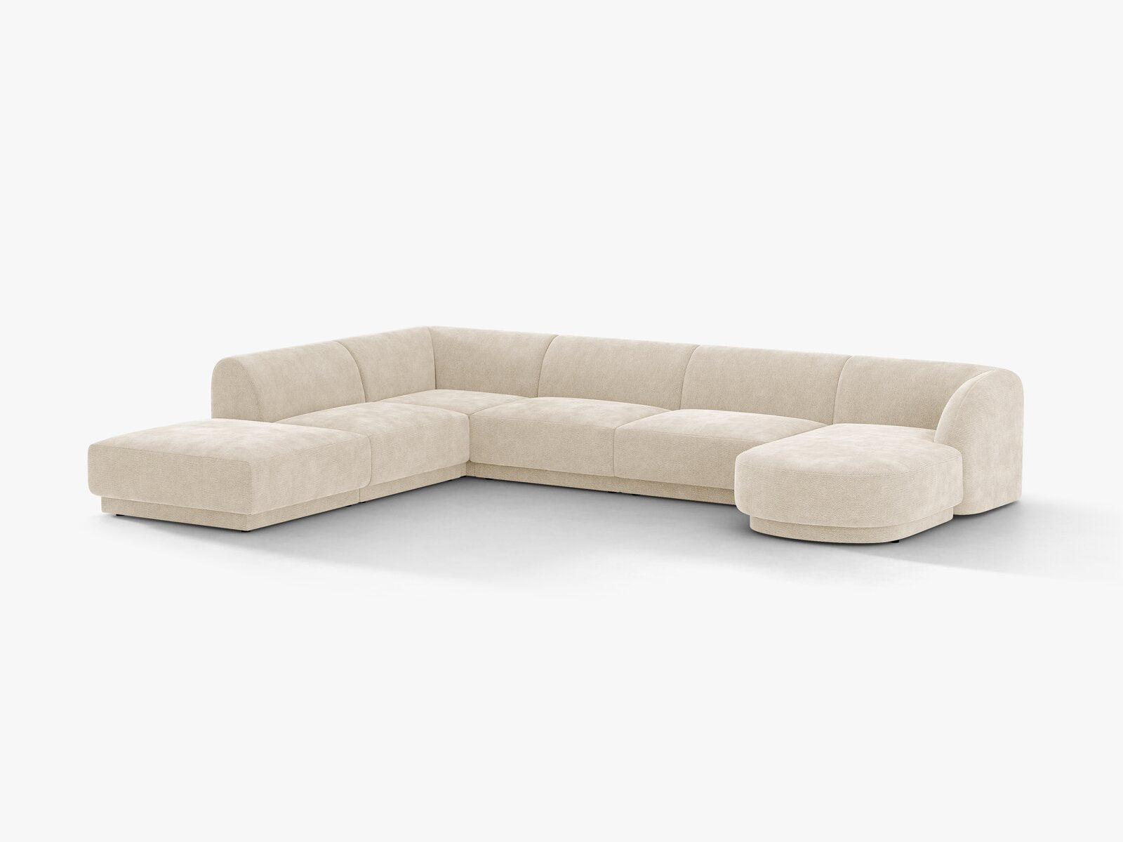 Micadoni Panorama-Ecksofa Miley 6-Sitzer Links Chenille Eden Elfenbein