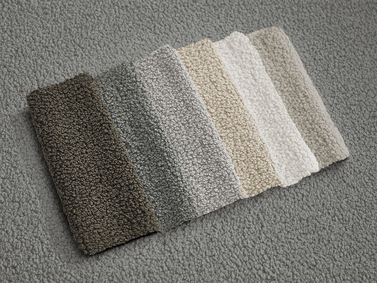 Bobochic Hayden Sofa 2-Sitzer mit Pouf Bouclé-Stoff Dunkelgrau