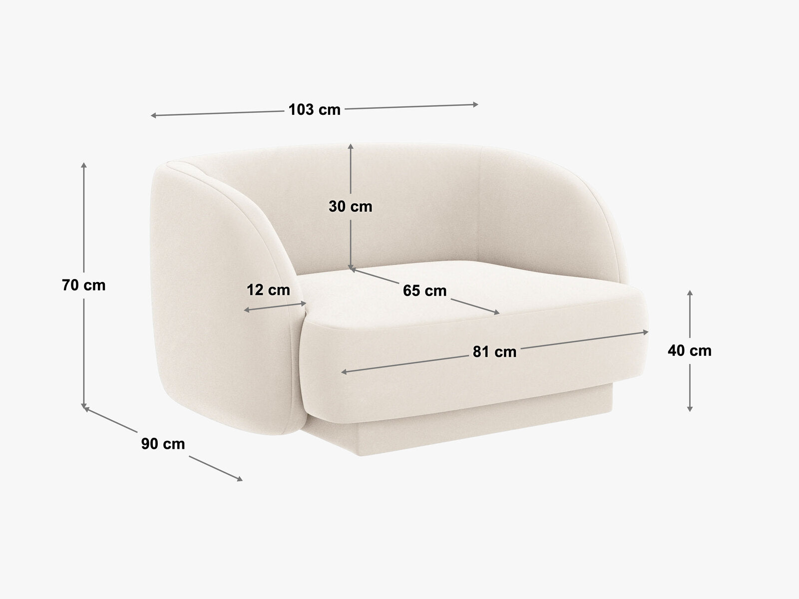 Micadoni Sessel Miley 1-Sitzer Chenille Haga Beige