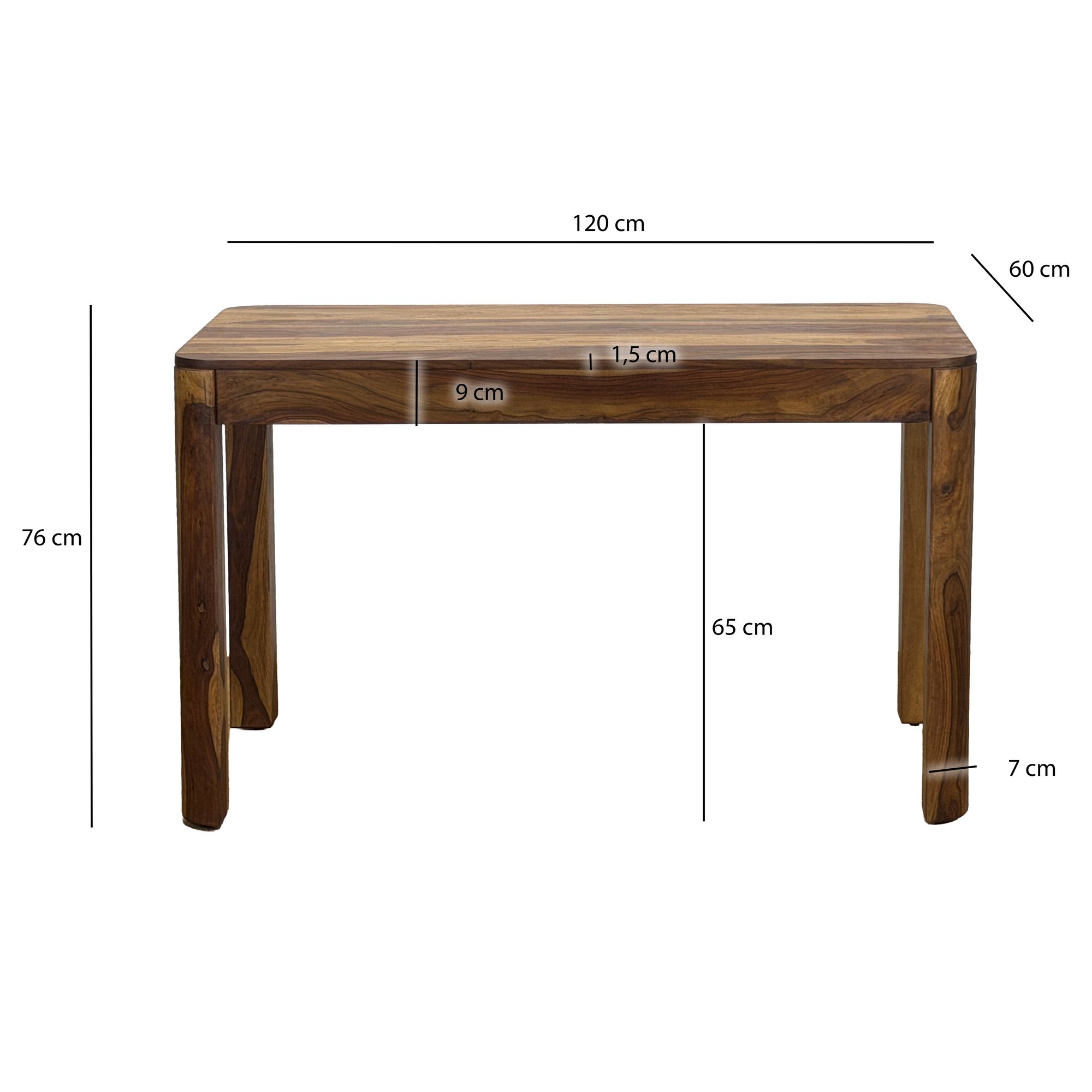 Esstisch Nesset Massivholz Dunkelbraun 120 × 60 cm