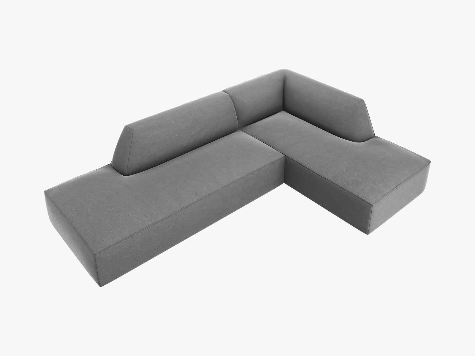 Micadoni Ecksofa Ruby 4-Sitzer Rechts Samt Salvador Grau