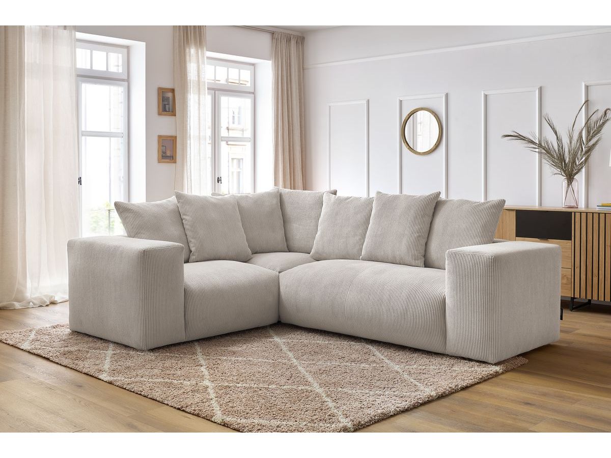 Bobochic Voltaire Ecksofa 268 × 214 cm Cordsamt Beige Ecke links