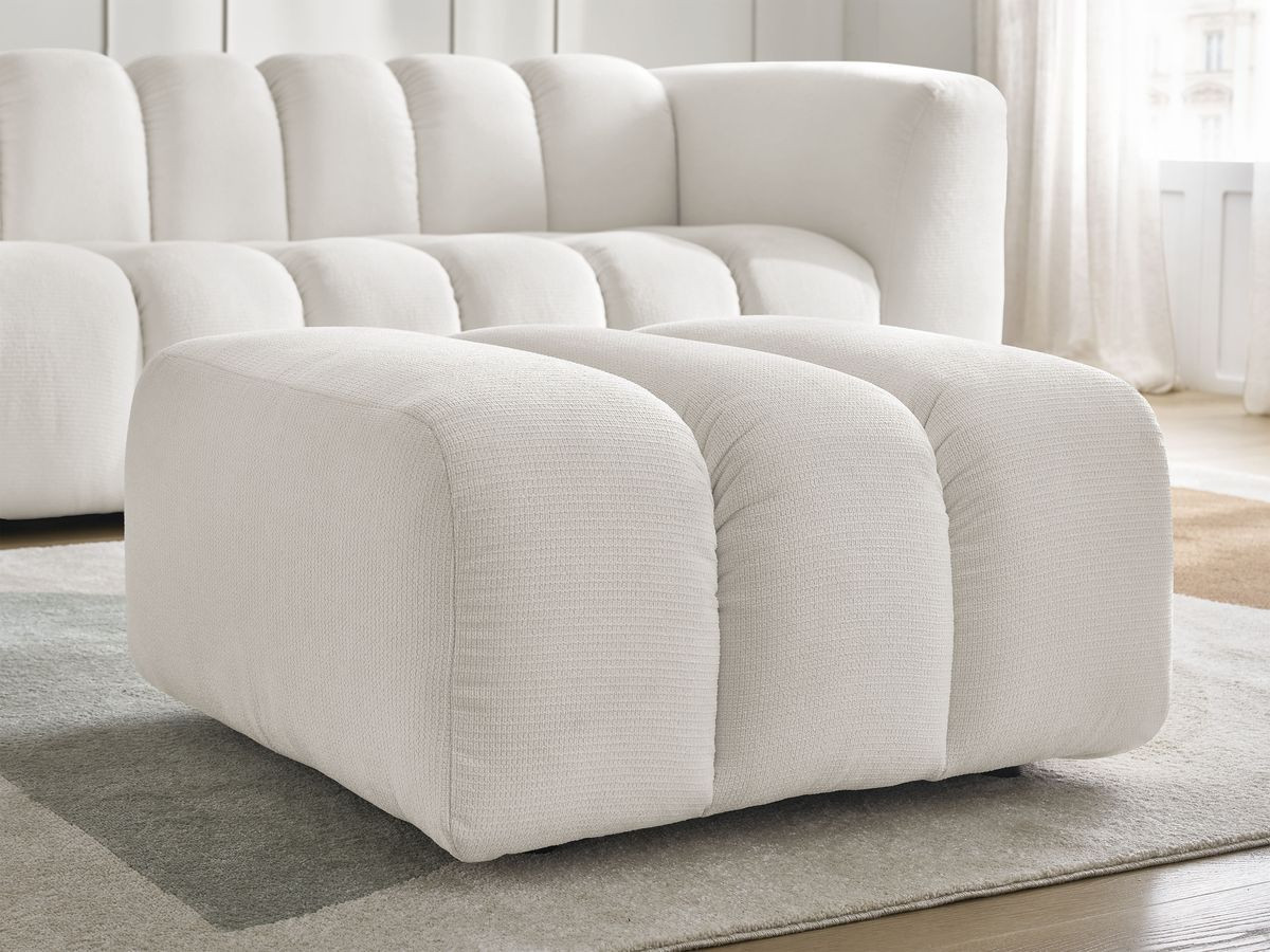 Bobochic Talia Sofa 3-Sitzer mit Pouf Melange-Stoff Weiß