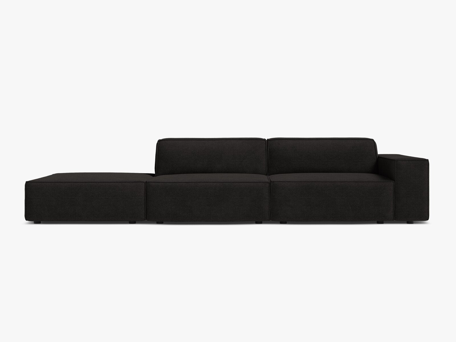Micadoni Sofa Jodie 3-Sitzer Links Strukturierter Stoff Liberty Schwarz
