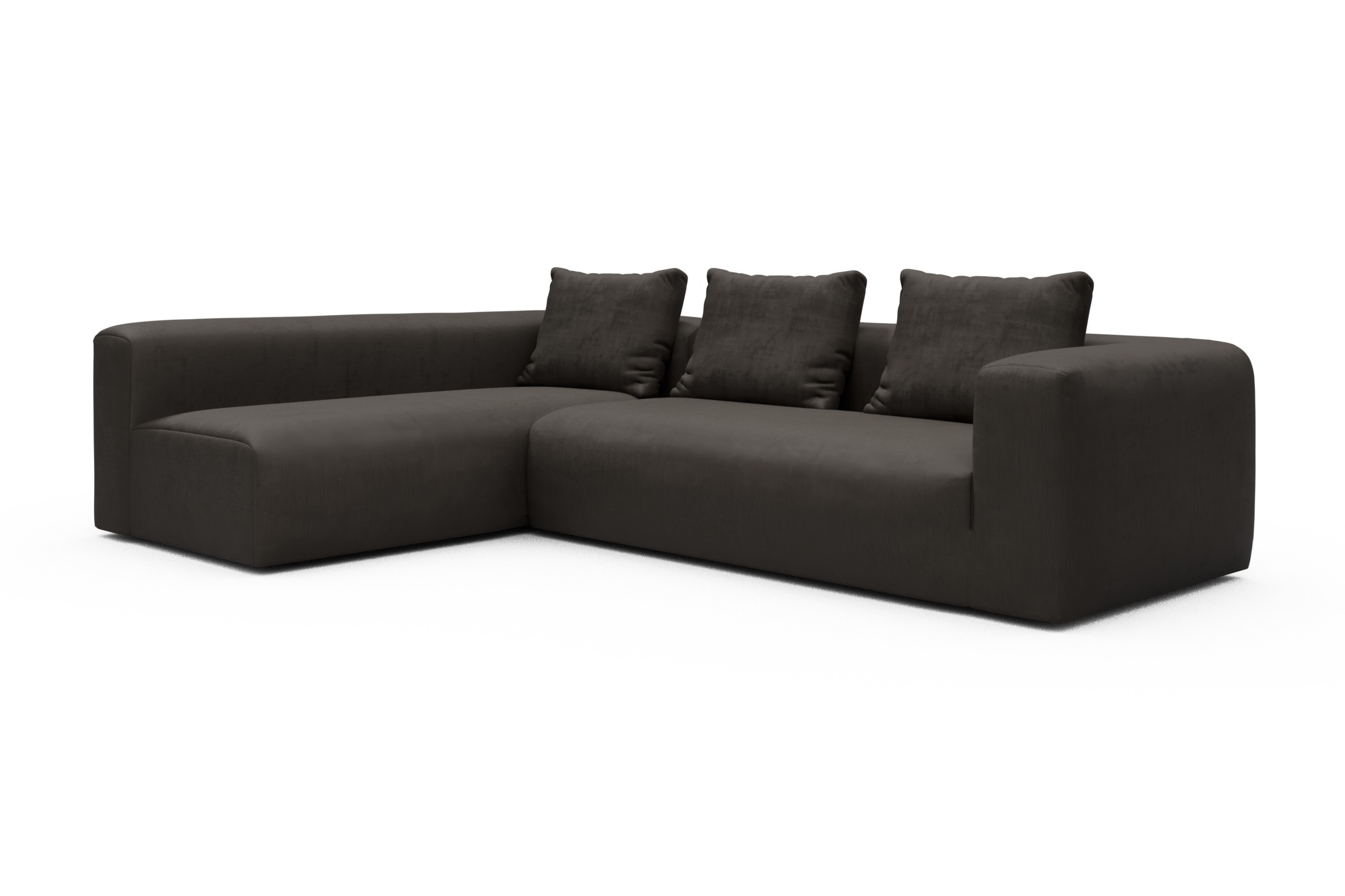 Ecksofa Fred 2x 2,5-Sitzer links offen Cordufine-Taupe
