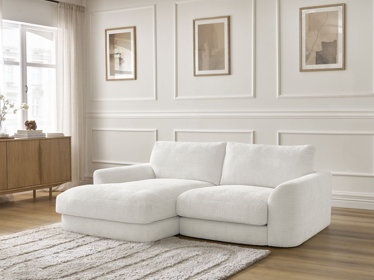 Bobochic Leonore Ecksofa Strukturstoff Weiß Ecke links