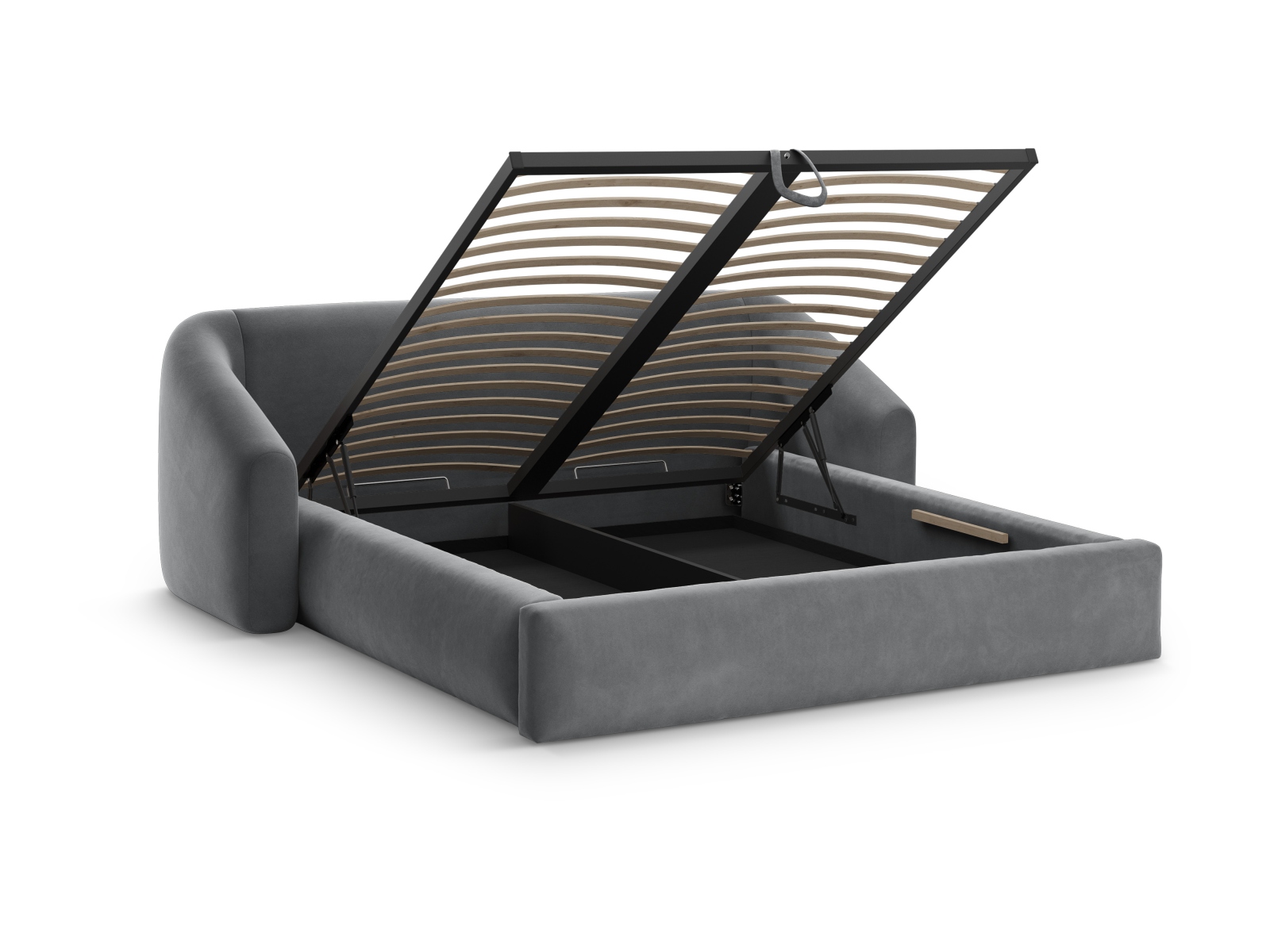 Cosmopolitan Design Stauraumbett mit Kopfteil Campi 200x200 Samt Bluvel Grau