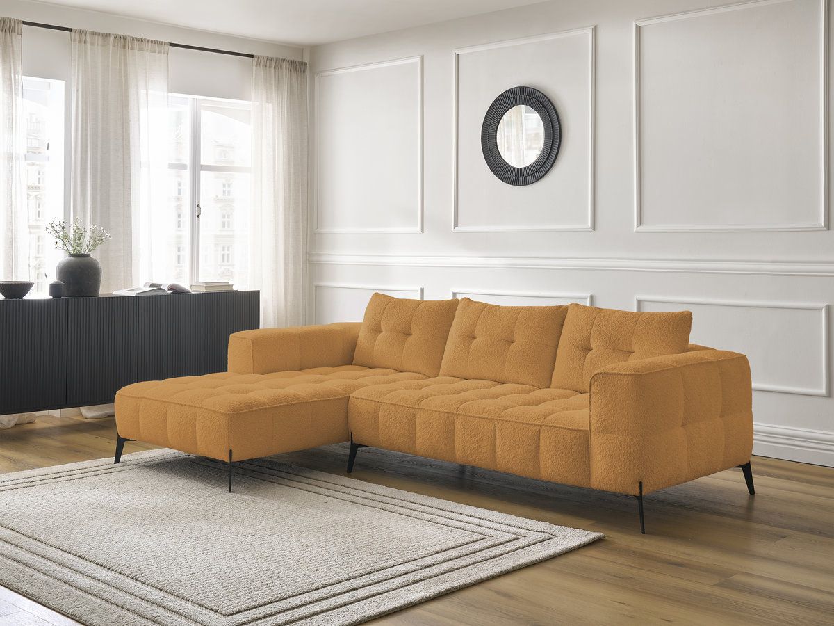 Bobochic Anis Ecksofa Bouclé-Stoff Gelb Ecke links